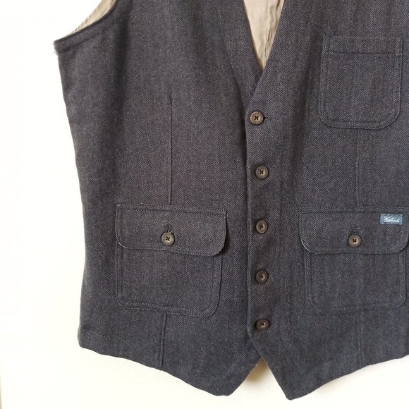 Men's M Medium Woolrich Ruxton Slate Gray Wool Vest 18402 Buttons 3 pockets - Picture 4 of 15